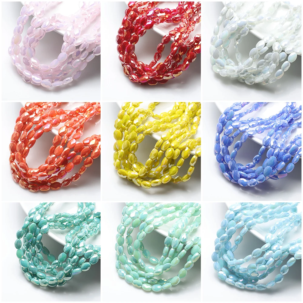 30Pcs/Lot Flatback Oval Shape Bead 8x11mm AB Faceted Glass Loose Beads Jewelry Diy Making Crystal Accessories Wholesale In Bulk