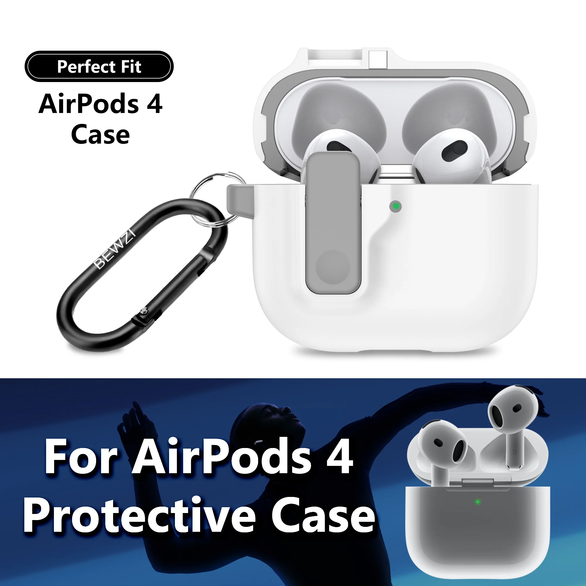 Protective Case For Airpods 4 Pushbutton Switch Magnetic Pop-open Lid, Scratch-resistant Hard Protection Case For Airpods4 Case