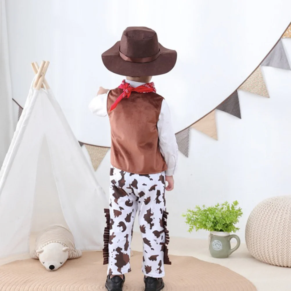 

5pcs Kids Cowboy Role-Play Costume Set 80Cm For 18-Month Toddlers Pretend Play Outfit Western Dress Up Suit Party Fancy Cosplay