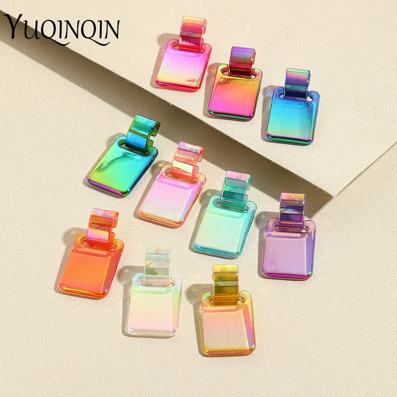 New Korean Long Colorful Resin Hanging Earring for Women Trending Big Geometric Drop Earrings Party Square Dangle Female Jewelry