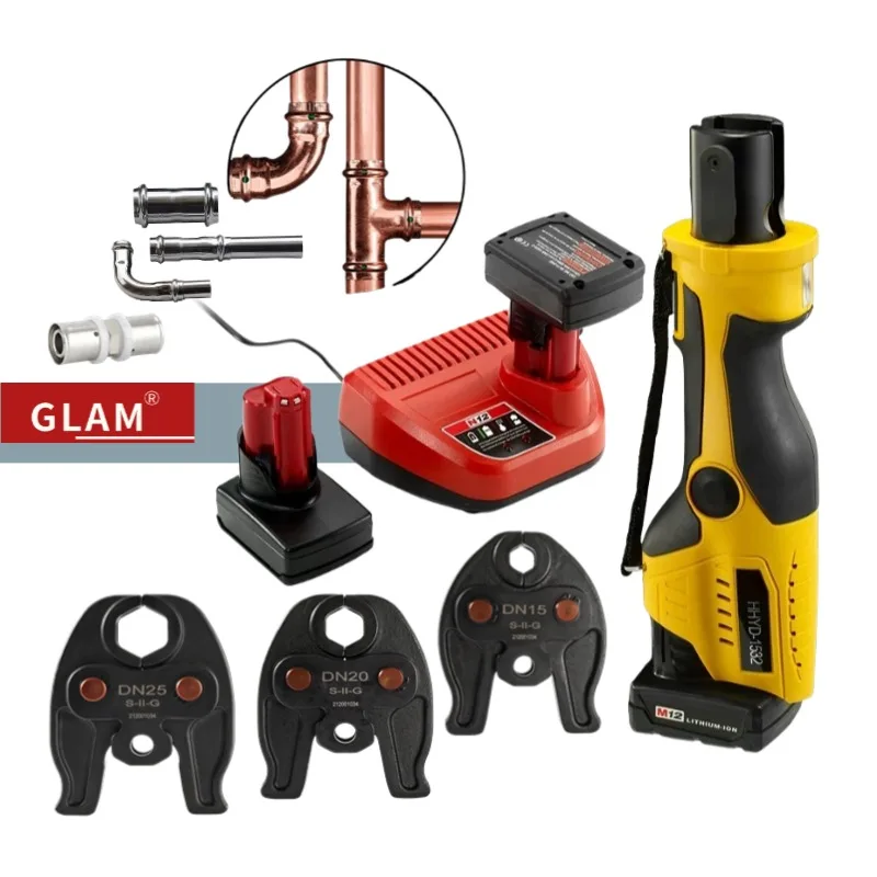 220V Mini Electric Industrial Grade Hydraulic Press Pipe Crimper DIY PEX Pro Copper Tube Crimping Tool Kit with Brushless Motor