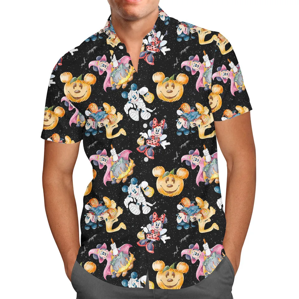 2024 Disney Halloween Mickey En Minnie Fun Halloween Verkleed Hawaiian Heren Shirt