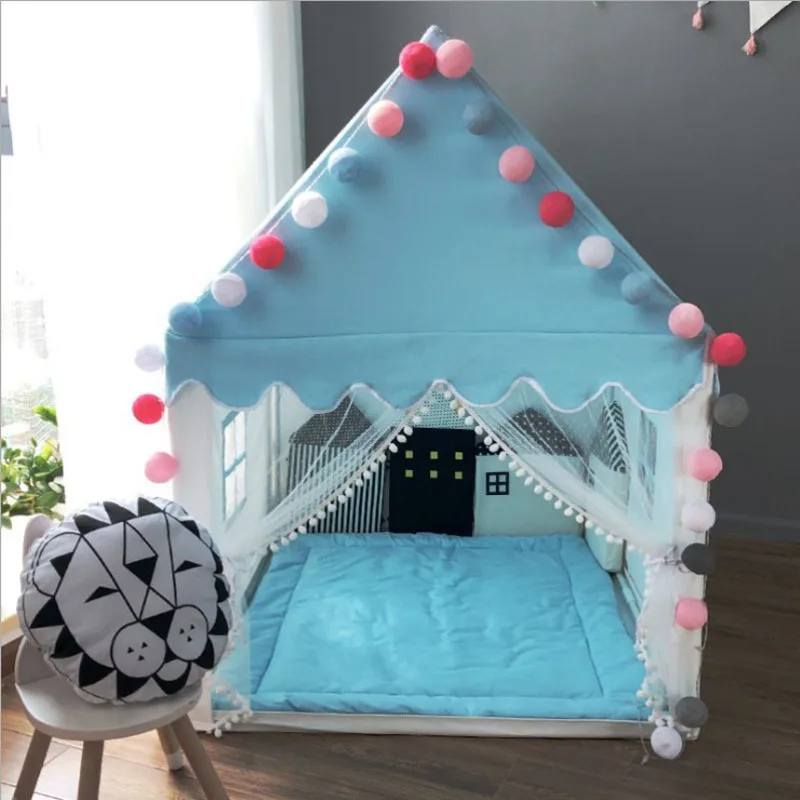 Tienda de campaña portátil para niños, Tipi plegable, casa de juegos para bebés, Castillo de fiesta de princesa rosa para Niñas Grandes, decoración