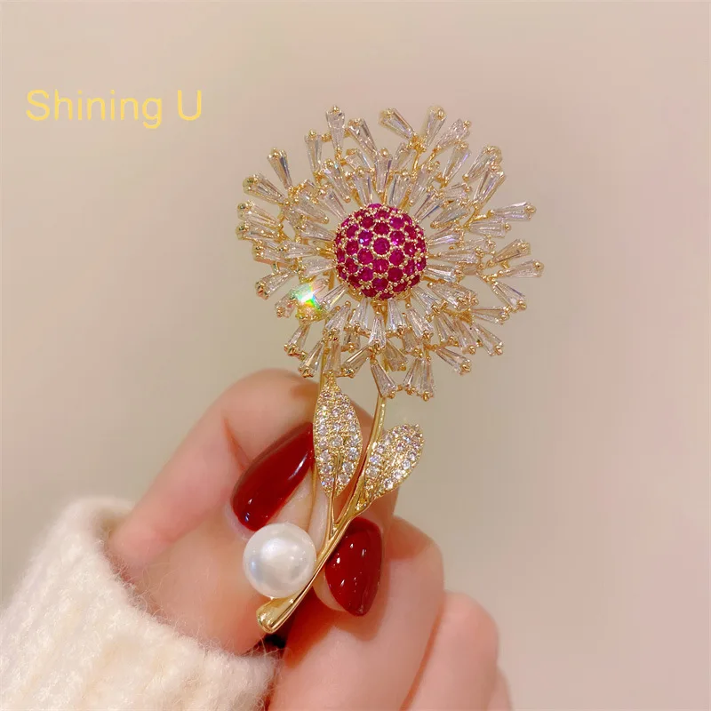 

Shining U Freshwater Pearl Floral Brooch for Women Fashion Overcoat Accessory