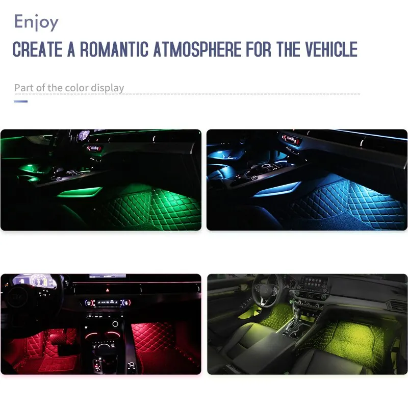 Led Car Foot Lamp Luz Ambiente RGB Usb App Controle Remoto Música Automotivo Interior Decorativo Neon Atmosfera Luzes