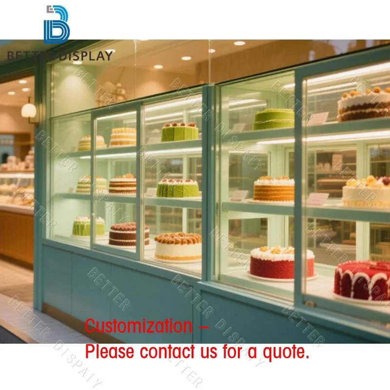 custom.Modern Bakery Furniture Custom Multi-Level Cake Display Counter Glass Bakery Display Showcase Bakery Shop Interior De