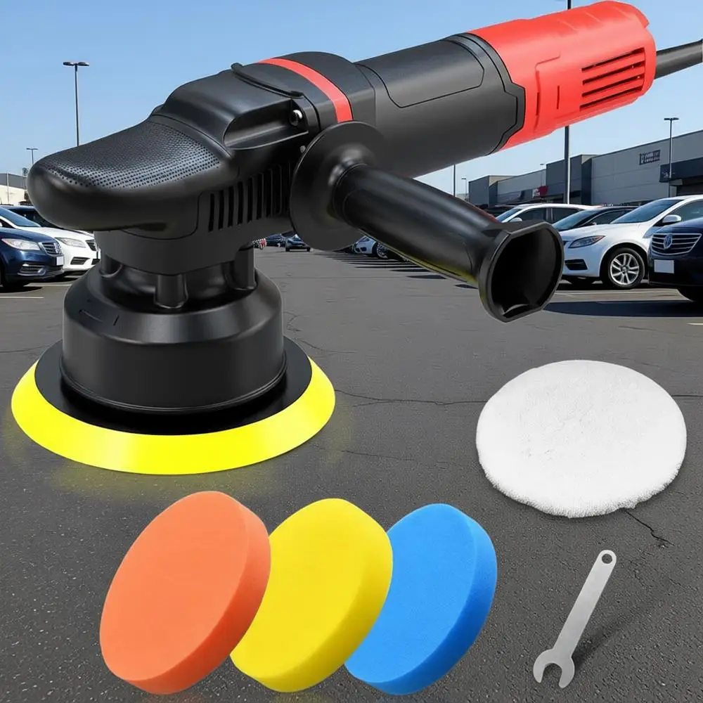 

6 Inch Dual Action Polisher Kit with 6 Variable Speeds 1000-4500rpm, Detachable Handle, 4 Buffing Pads for Car Detailing Polishi