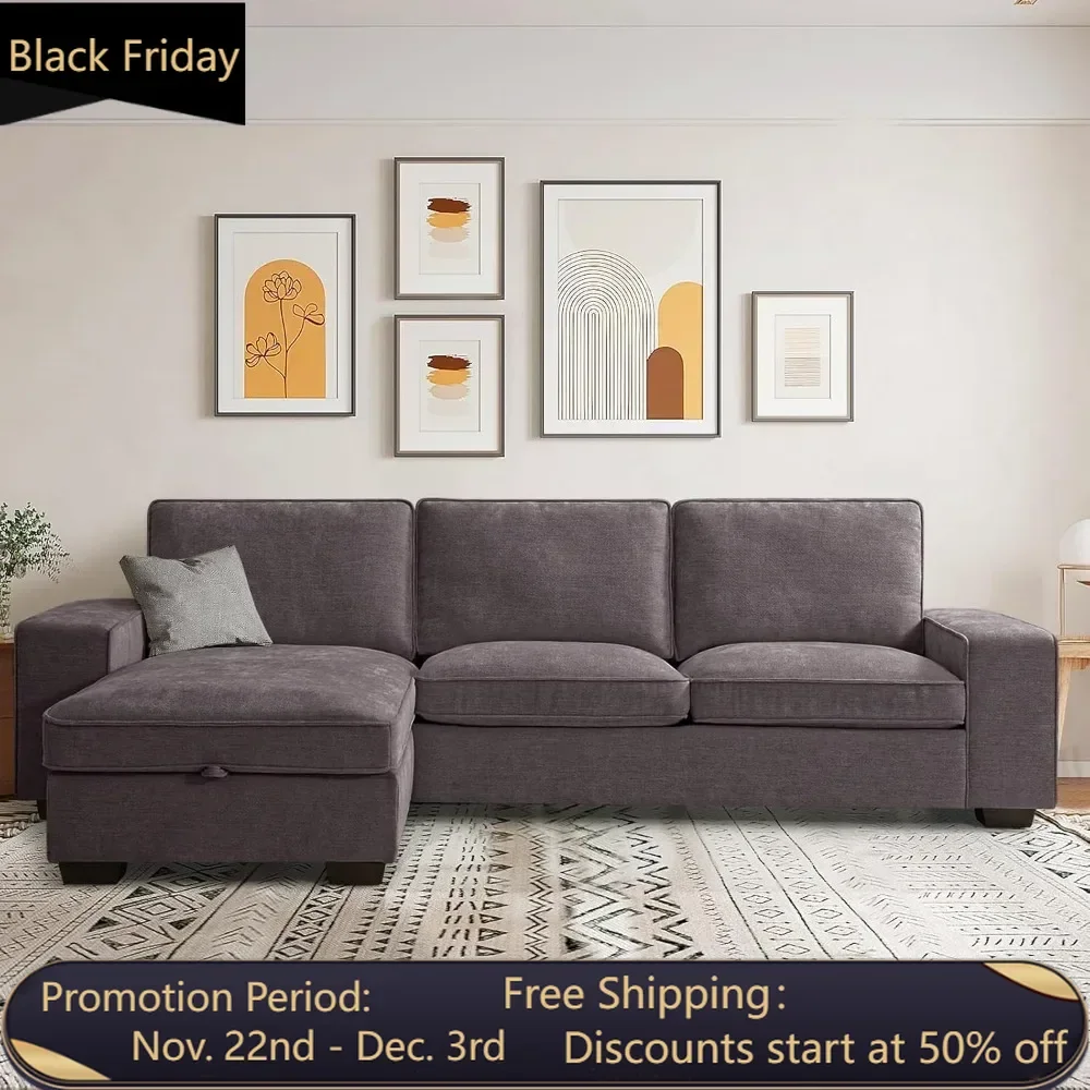 

L-shaped multifunctional double-sided sofa, convertible combination sofa, with USB and Type-C charging ports, storage space