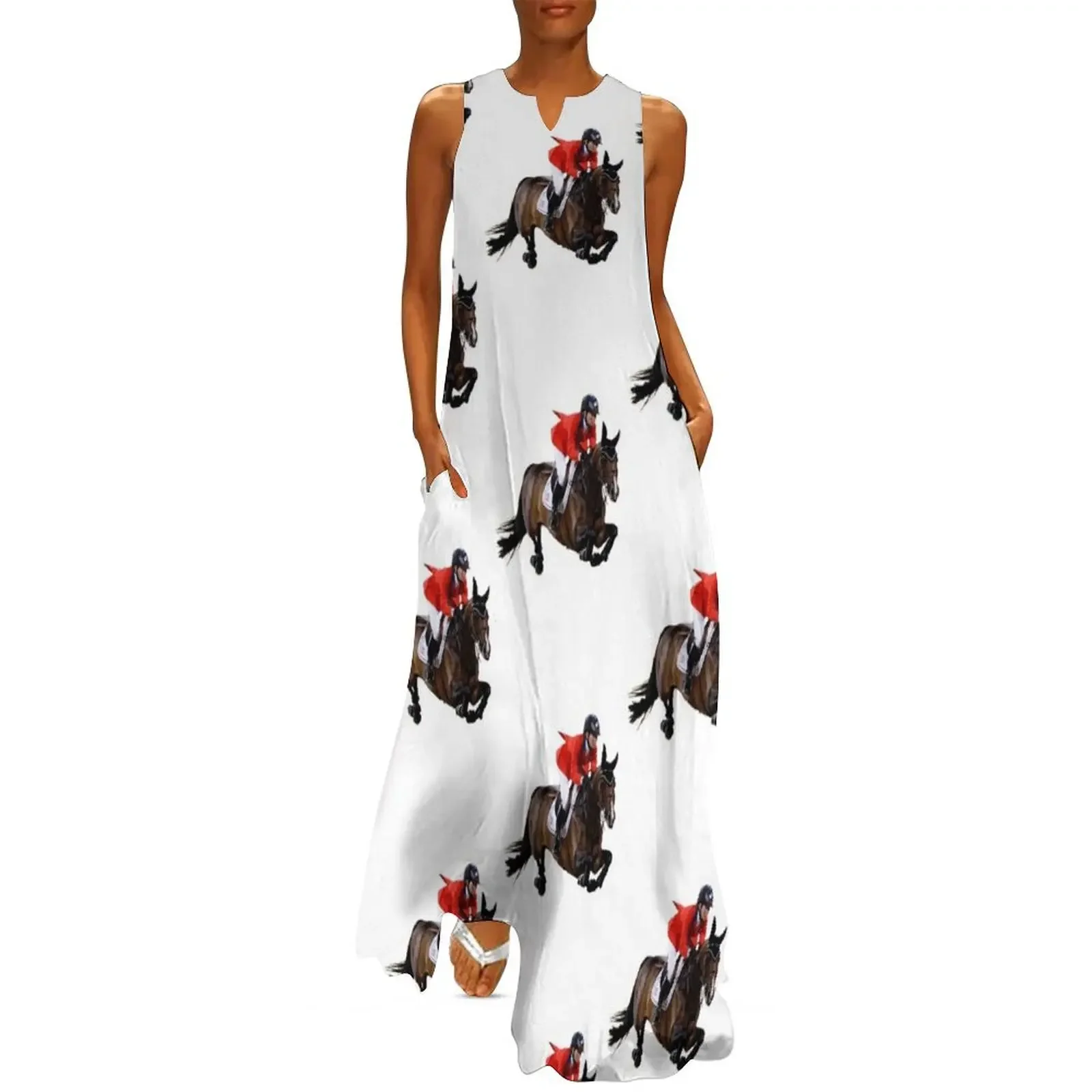 

Horse Racing Long Dress Long dresses chic and elegant woman dress summer dress daily elegant women's sets