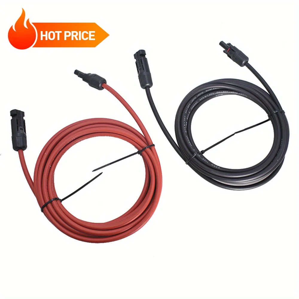 جودة عالية 10 AWG 15 FT لوحة طاقة شمسية تمديد سلك كابل موصل أسود + أحمر