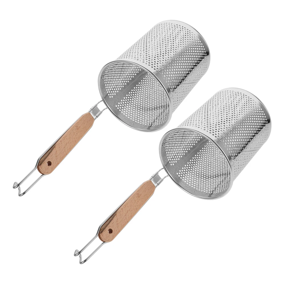 

2Pcs Stainless Noodle Basket For Boiling Noodle Strainer Large Diameter Pasta Basket Mala Cooking Drainer Spoon