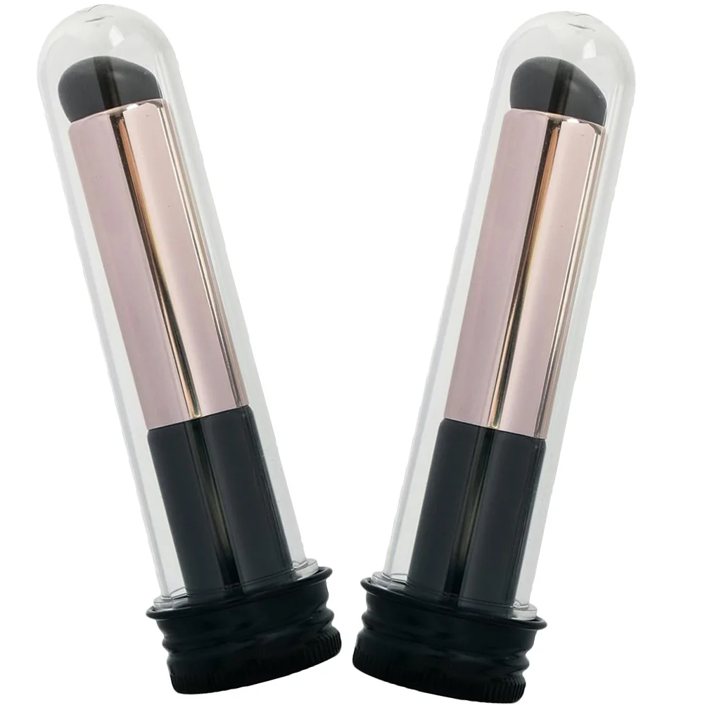2 pçs escova labial aplicador de silicone para batom brilho labial bálsamo cabeça redonda ferramentas de maquiagem com caso multifuncional macio