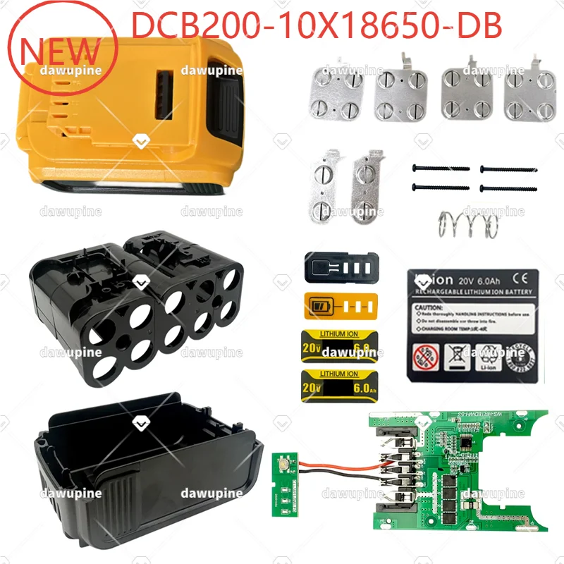 

DCB200 18650 Держатель ячеек Коробка для хранения литиевой батареи Плата защиты BMS для Dewalt 18 В 20 В Корпуса литий-ионной батареи