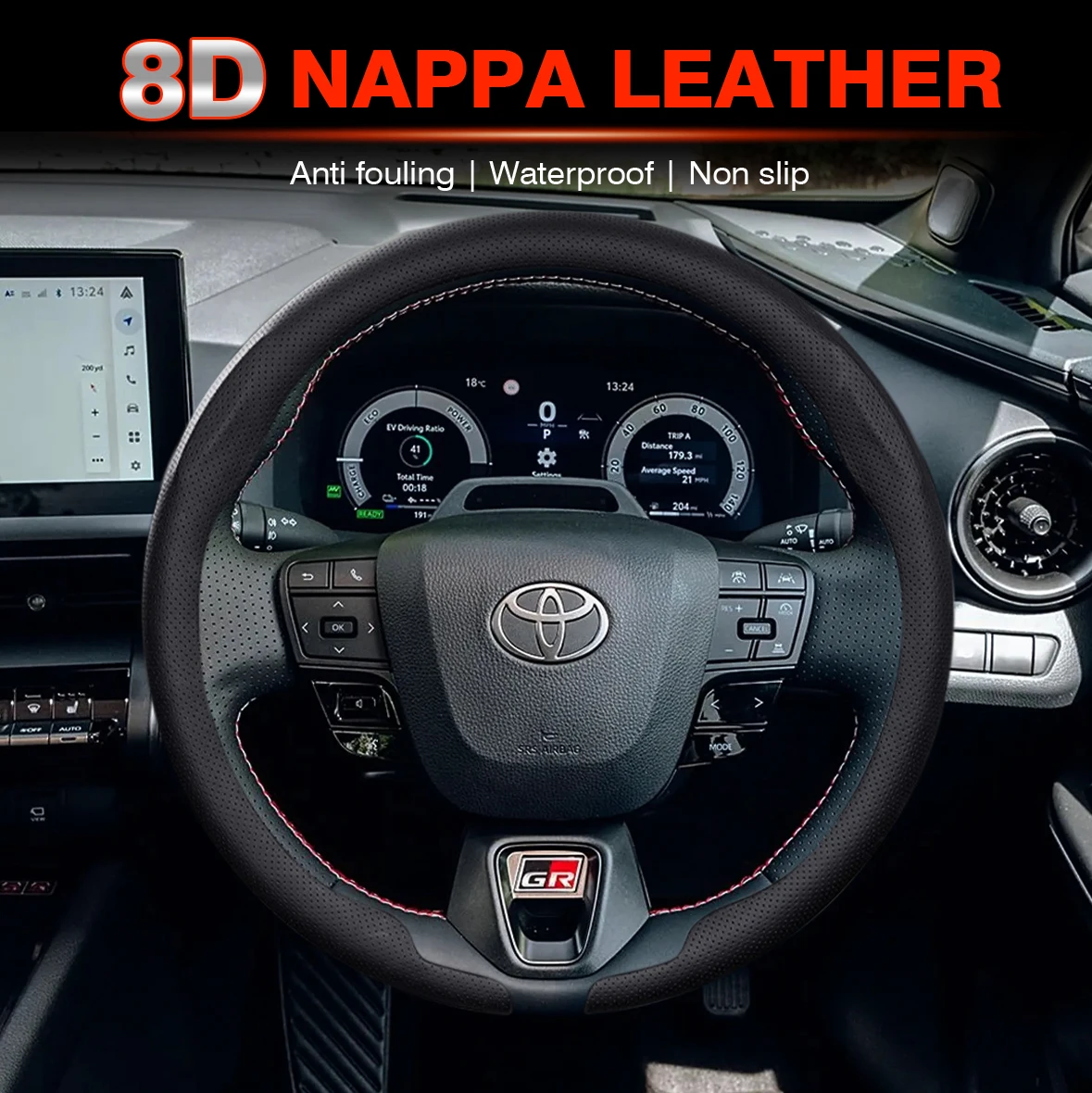 

Кожаный чехол на руль автомобиля 8D Nappa для Toyota C-HR Hybrid 2015-2025 2026, ультратонкий автомобильный руль, автоаксессуары