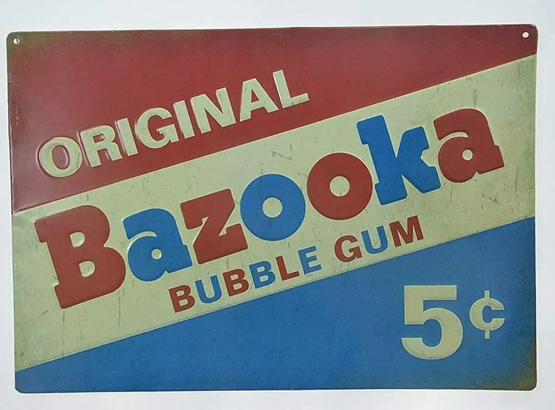 1p,Vintage Bazooka Bubble Gum Candy Cute Cafe Bedroom Mothers Day Best Gifts for Friends Family Neighbors  Tin Sign Home Decor H