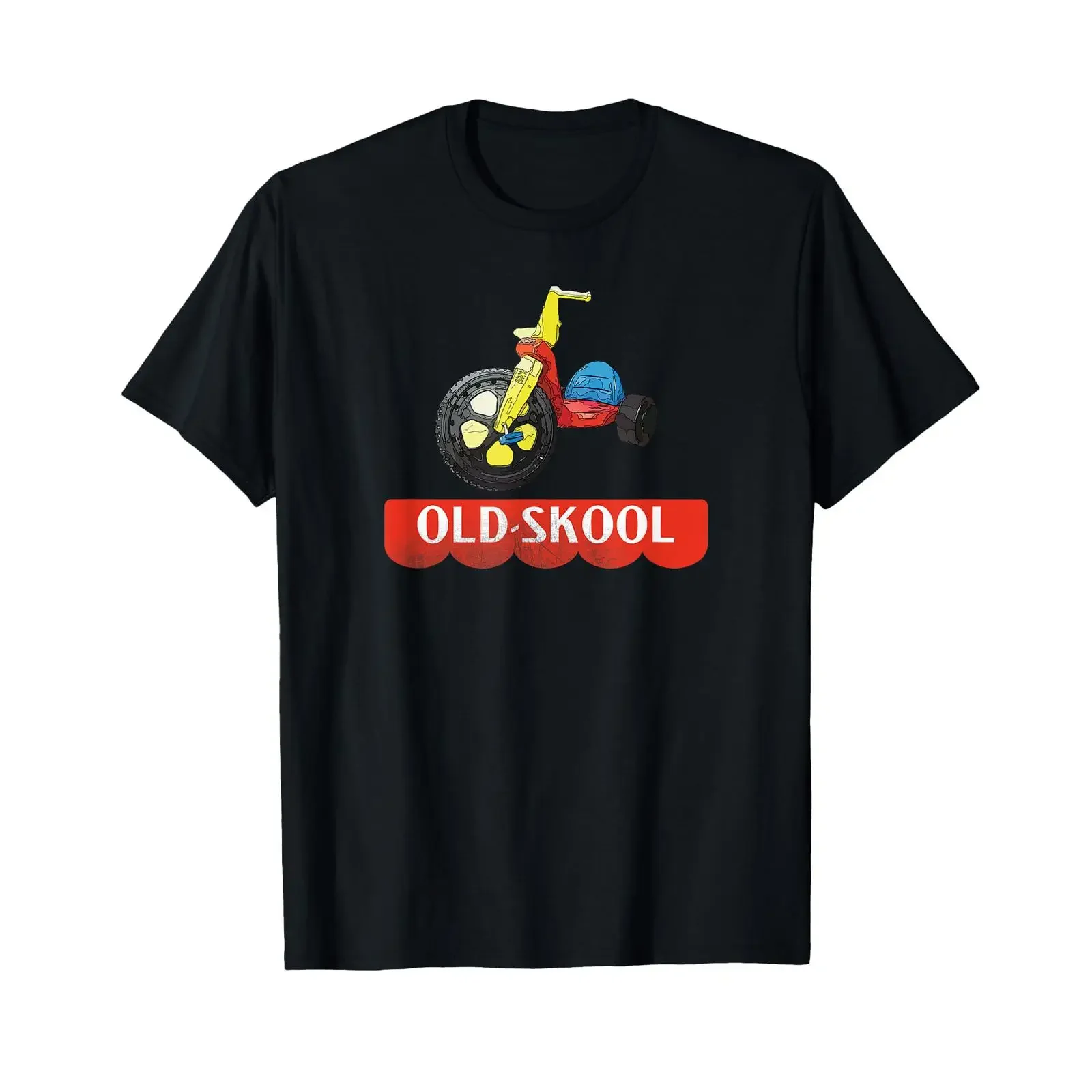 Camiseta Old School Skool con diseño de triciclo, estilo vintage, lavada y elástica, para uso diario, ropa con diseño gráfico