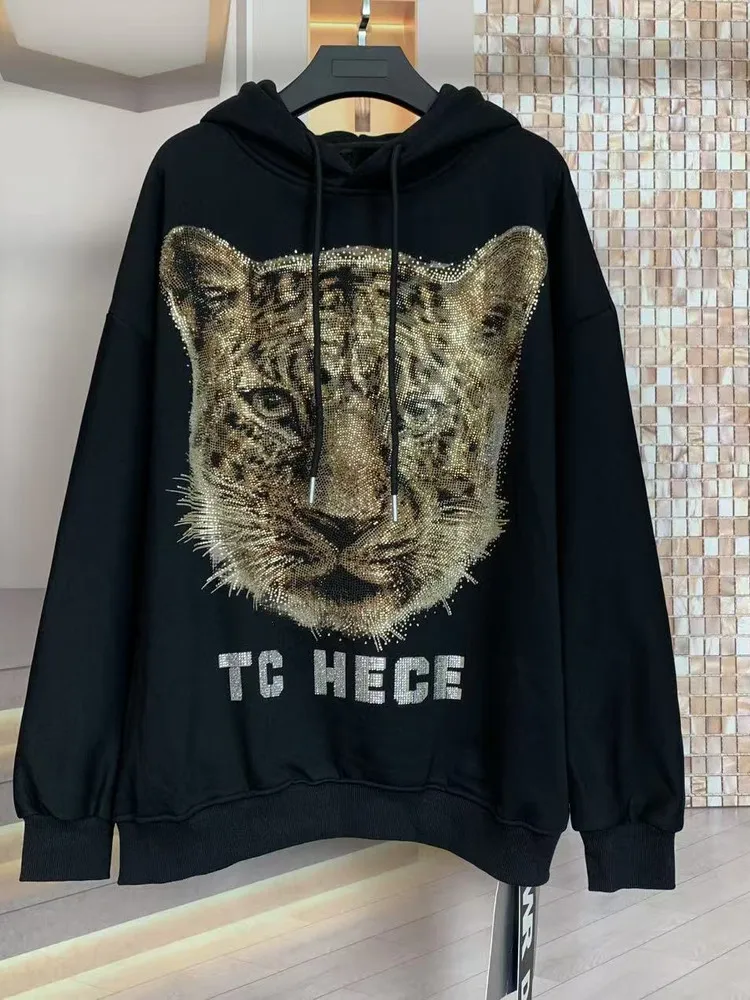 الخريف الشتاء الصوف أجنحة الماس الكامل الكرتون شخصية الراقية فضفاض هوديس موضة طويلة الأكمام البلوز سترة علوية #2