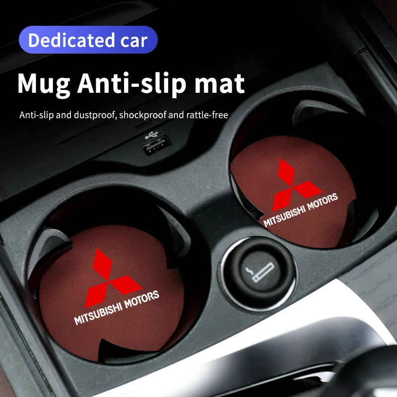 Car Coasters Water Cup Holder Pad Non-slip Cup Slot Mats For Mitsubishi Outlander Pajero Sport Lancer EX ASX L200 Eclipse Mirage