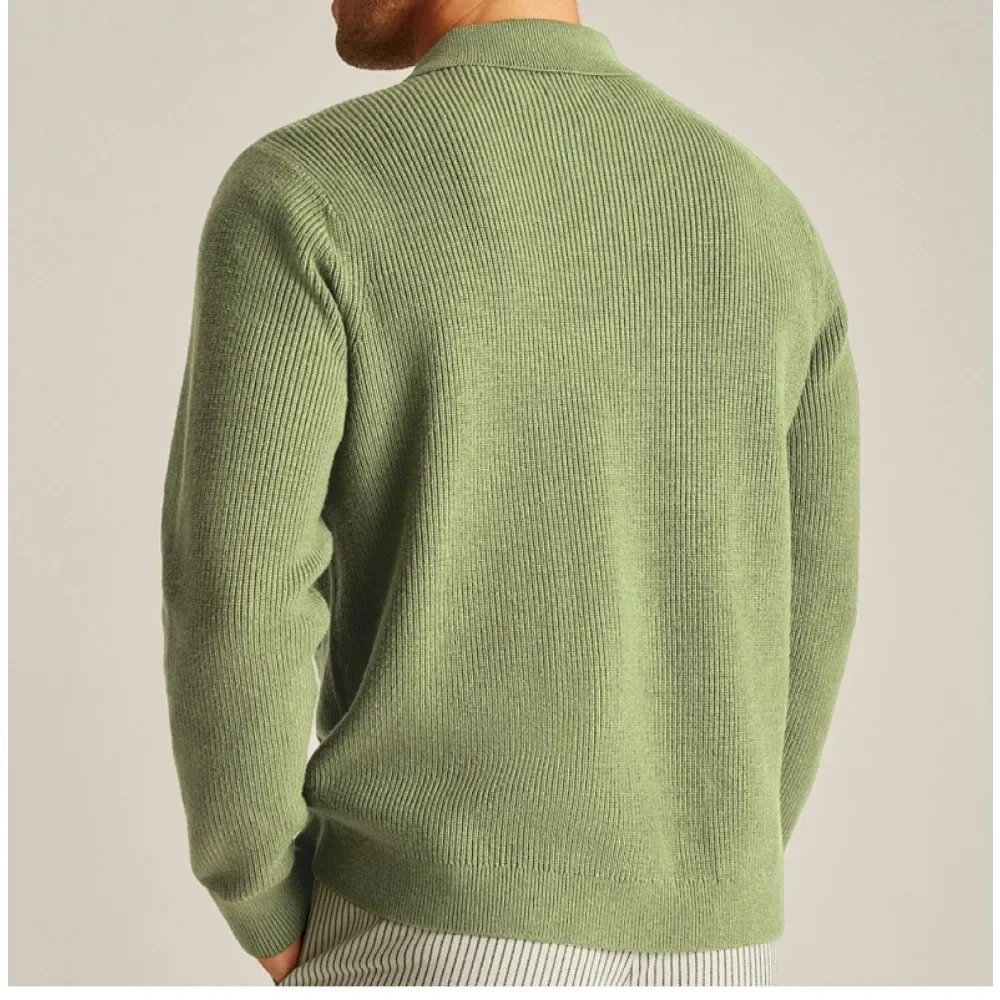 Luxury Autumn Winter Warm Knitted Cardigan Mens Vintage Coat Button Lapel Long Sleeve Knit Wool Sweater Fashion Pocket Outerwear