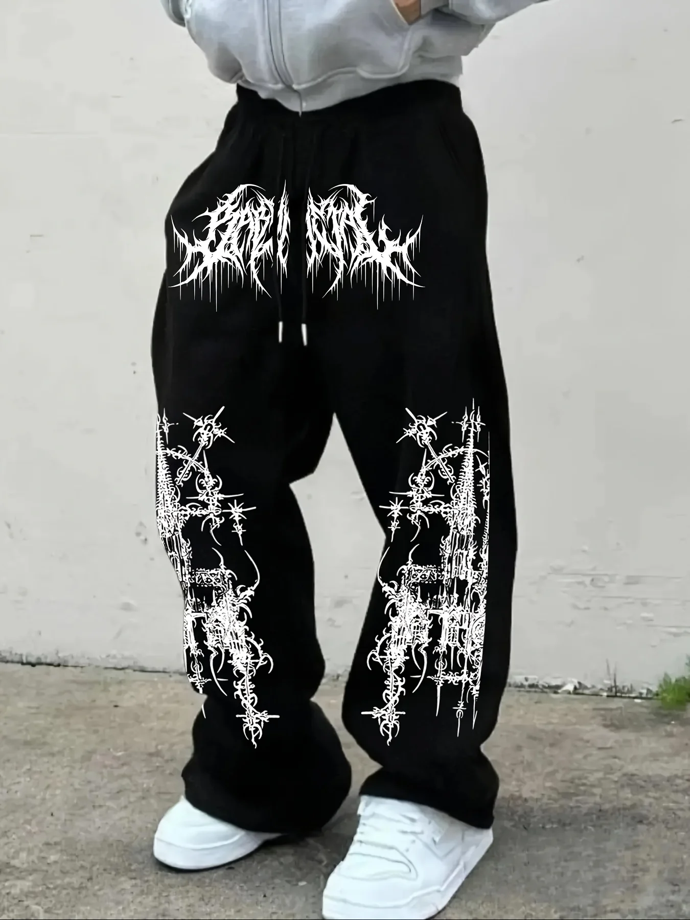 Neuheiten Y2K Gothic Mystisches Tribal-Muster Print Herren Damen Gerade Jogginghose Alternative Urban Street Hose – Detail 8