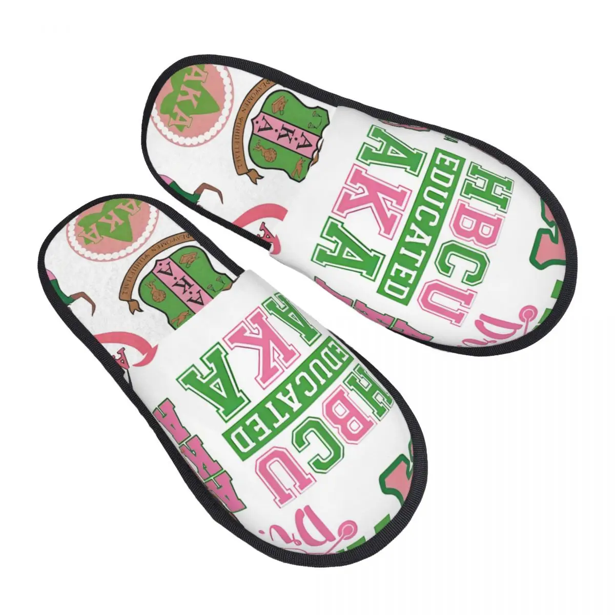 Custom AKA Sorority Soft Memory Foam House Slippers Women Cozy Warm Anti-skid Sole Slipper