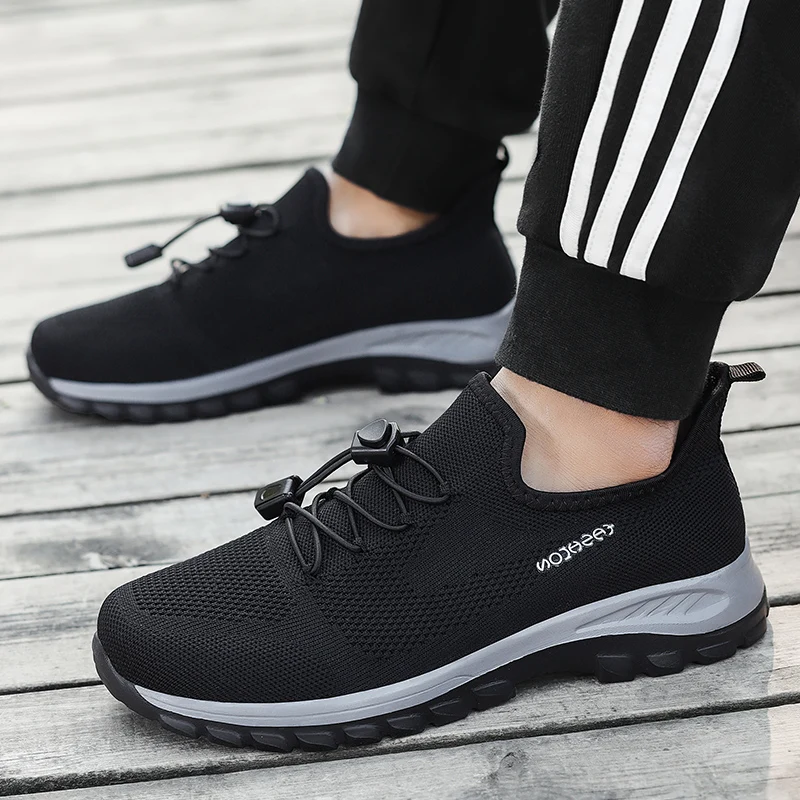 

Men's Shoes Summer Couple Style Anti Slip Middle-aged and Elderly Breathable Casual Sports Shoes Fly Woven Walking and Jogging