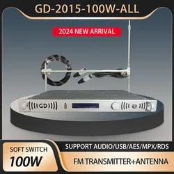 GD-2015-100W-ALL 100W FM Transmitter+Dipole Antenna FM broadcast transmitter for Radio Station 87.5-108MHz MPX/RDS/USB