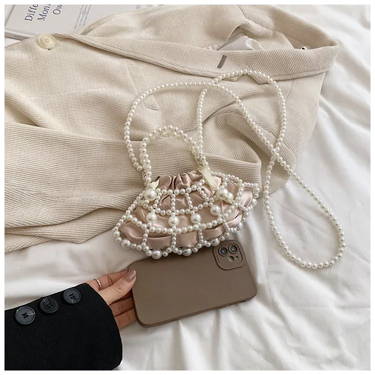 Fashion Lady Basket Handbag SummerWomen's Shoulder Crossbody Bag Travel BeachBag Luxury Design Pearl Shopper Small Tote Bag