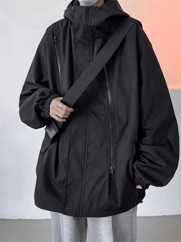 

Мужское ветрозащитное водонепроницаемое пальто American Sle Soft ell Jaet с капюшоном на молнии большого размера, весенне-осеннее пальто