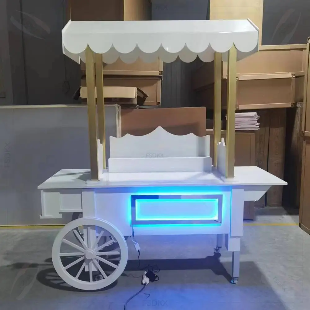 

New Arrival Durable LED RGB Acrylic Candy Bar Cart for Wedding & Birthday Events Decoration
