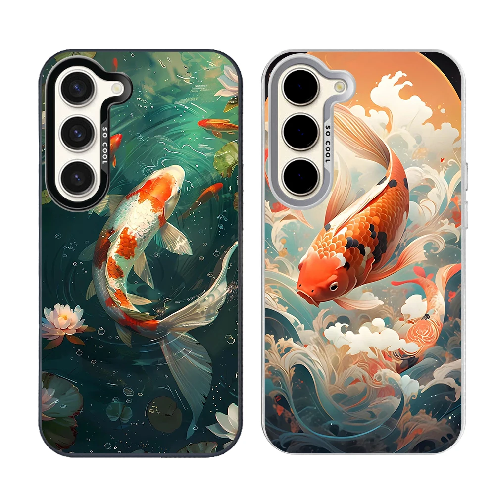 Red Koi Carp Colorful Soft Edge Hard Shell Phone Case for Samsung Galaxy S26 S25 S24 S23 S22 S21 S20 S10 FE Ultra Plus Cover Bag