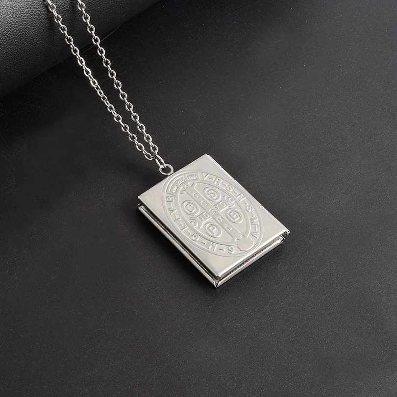 خمر فضي اللون قابل للفتح البيضاوي مربع القلب منحوتة زهرة شريط المنجد قلادة شيك إطار الصورة القلائد الفولاذ المقاوم للصدأ