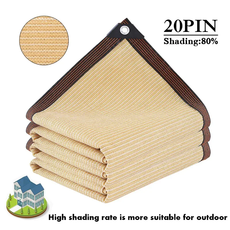 Beige Sunshade Net Gardening Sun Shading Sail UV Protection Plants Shed Outdoor Sunblock Shade Mesh HDPE Sunscreen Fabric Awning