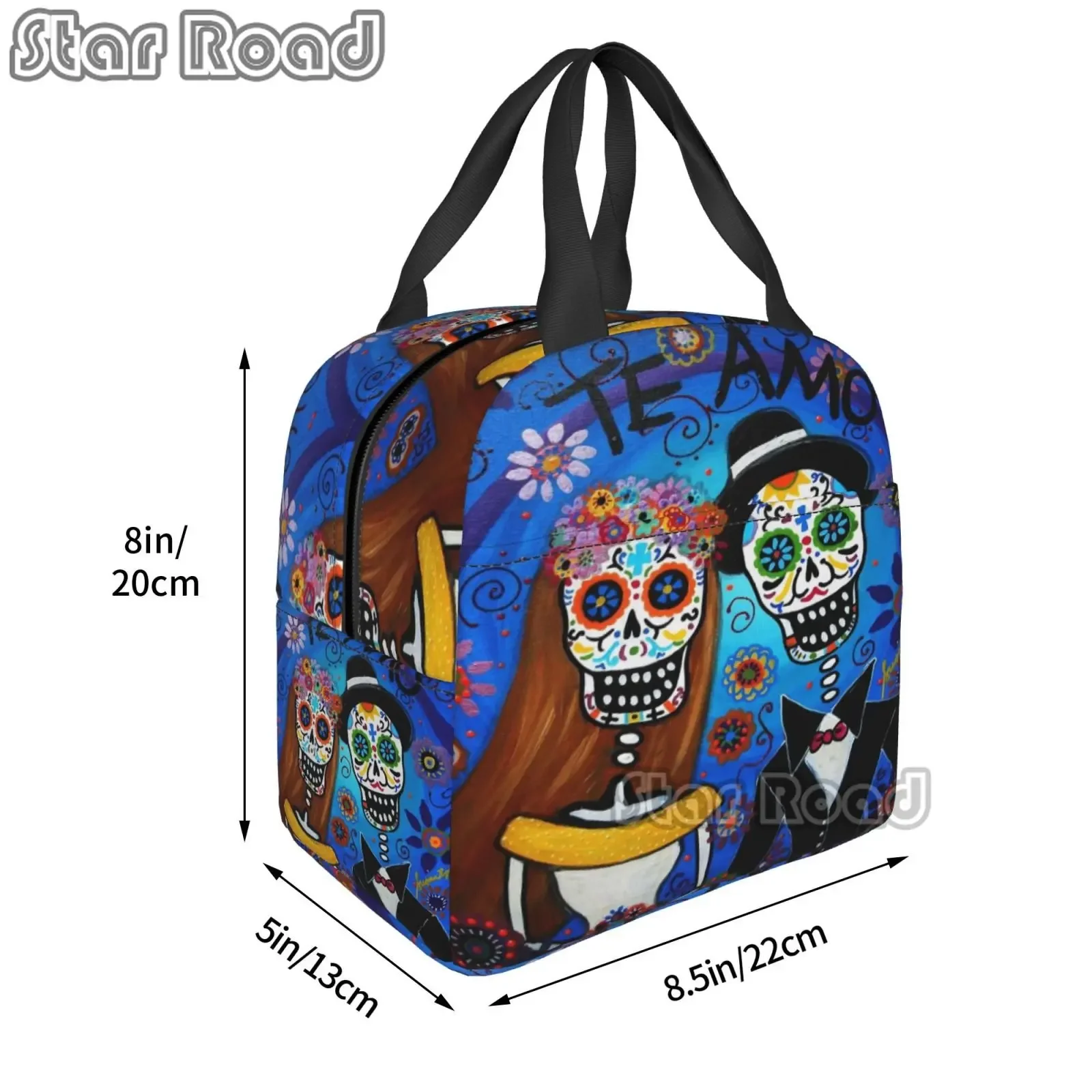 Frida Skull Day of Dead Insulated Lunch Tote Bag for Women Mexican Flowers Catrina Resuable Thermal Cooler Bento Box School