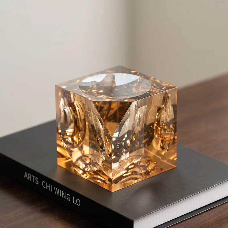 

1Pcs Geometric Cube Crystal Statue Desktop Decoration Jewelry Creative Crystal Square Sculpture Room Aesthetic Decoration