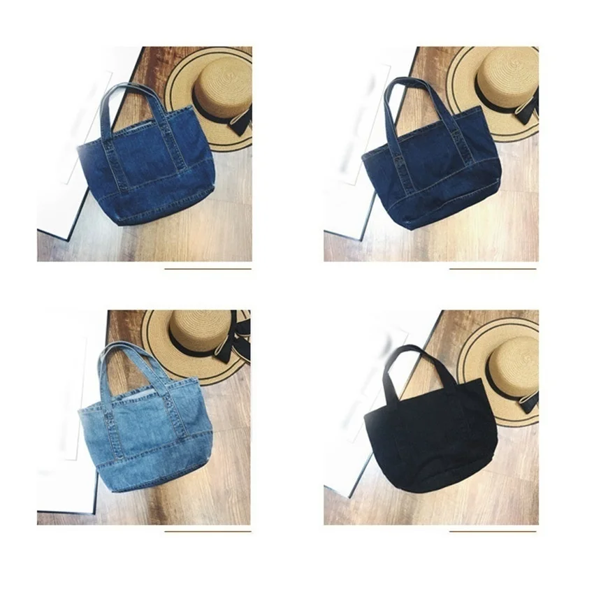 Fashion Washed Denim Women\'s Shoulder Bag Handbag Casual Denim Tote Bag Portable Bag Purse Sling Bag