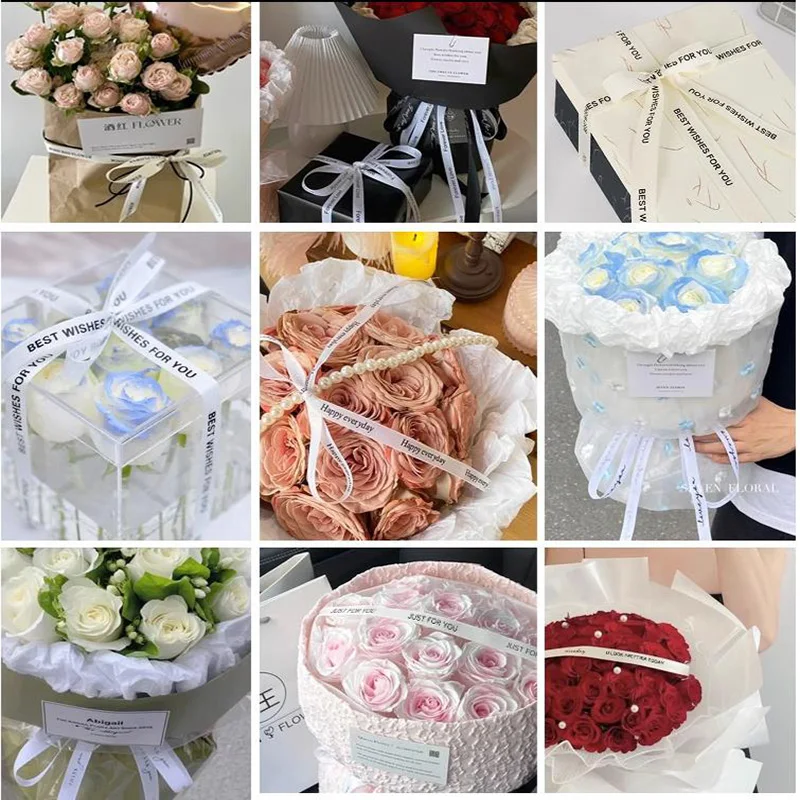 Flowers Satin Fruit Packaging Ribbons Personalized Printed Logos Holiday Decorations Weddings Birthdays Colorful ribbons