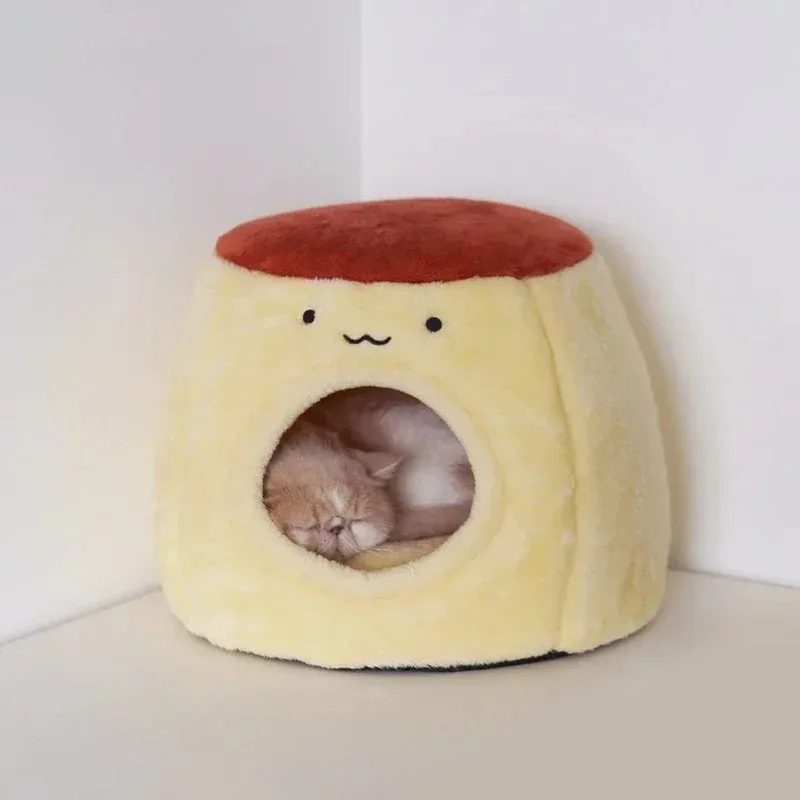 

Closed Cat's Nest Beds Pudding Shape Design Plush Dog Nests Winter Warm Can Be Dismantled and Washed Pet Products Supplies
