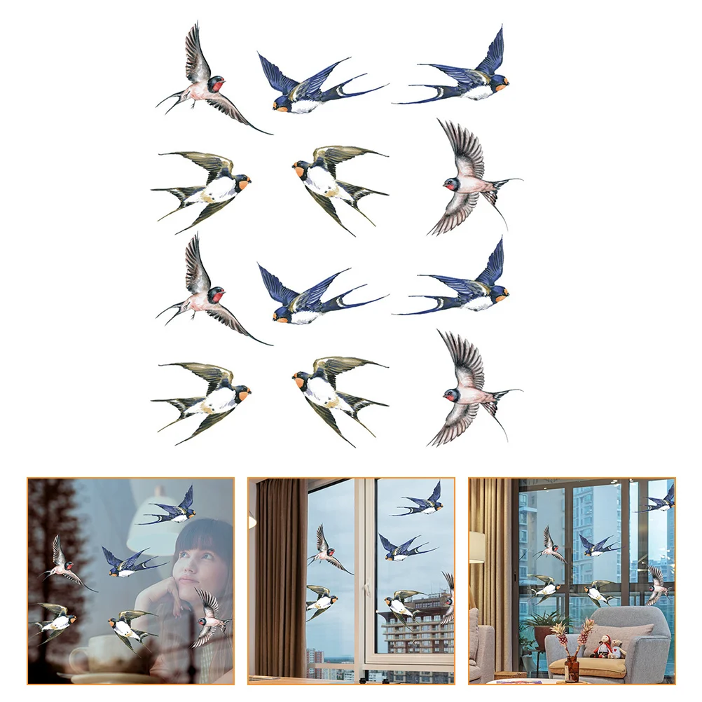 12 Pcs Bird Collision Warning Stickers Protective for Window Film Hummingbird Clings Back Pet Release Delicate Wall