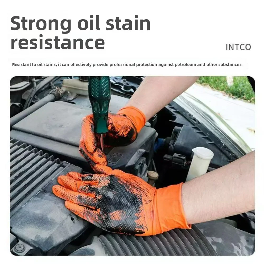 Extra Thick Diamond Textured Nitrile Gloves Waterproof Oil Chemical Resistant Heavy Duty Wear Resistant Industrial Work Gloves