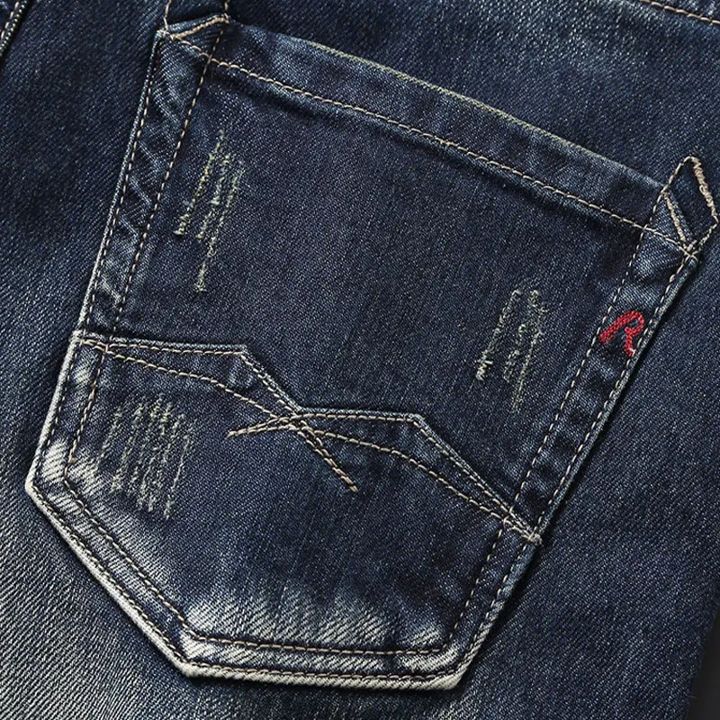 Nieuwe Designer Fashion Heren Jeans Hoge Kwaliteit Retro Gewassen Blauwe Stretch Slim Fit Gescheurde Jeans Heren Vintage Denim Broek Hombre