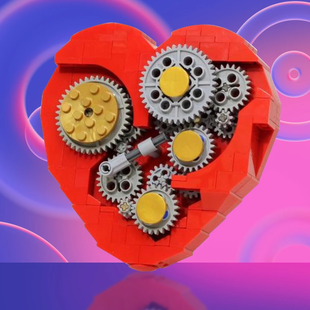 

MOC Clockwork Heart Machinery Clockwork Heart Time Building Blocks Ornament Valentines Day Present Blocks Toys For Children