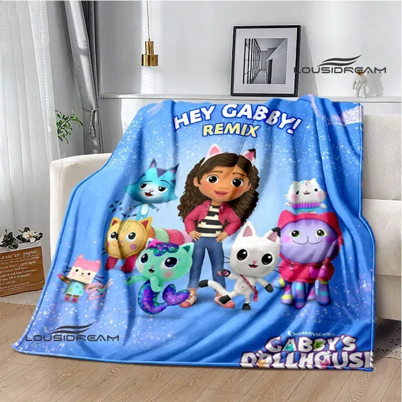 

Gabby's Dollhouse Cute Anime Printed blankets Picnic blanket Flannel Warm blanket Travel Blankets bed linings Birthday Gift