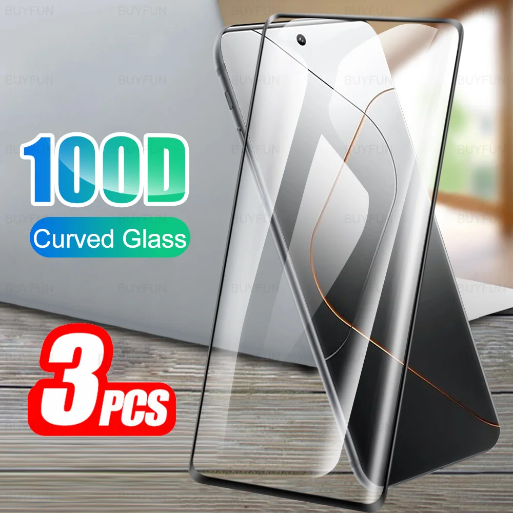 3Pcs Curved Protective Glass For Xiaomi 14 Pro 5G Tempered Glass Screen Protector Xiaomi14Pro Xaomi Mi 14Pro Mi14 Pro 6.73inch