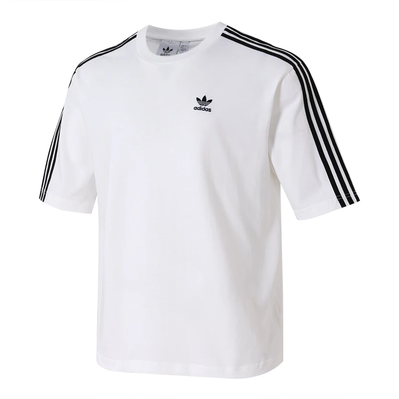 Adidas (Adidas Clover Ropa retro para hombres y mujeres Camiseta de manga corta Ropa para parejas Top deportivo suelto Iz2474