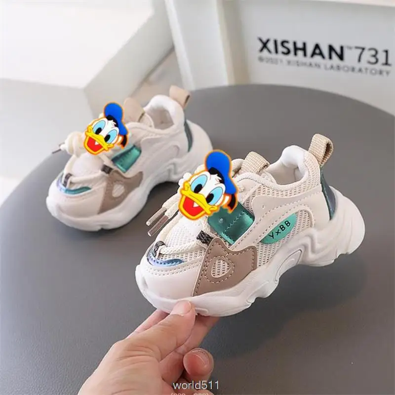 Disney Mickey Mouse Children Sneakers Autumn Unisex 2 Colors Trendy Kids Casual Shoes Sporty Leisure 15-25 Boys Girls Board Shoe