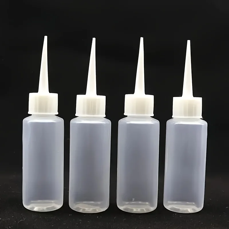 Paquete de 4 Botellas de Compresión a Prueba de Fugas con Puntas de Precisión, 1.69 oz Cada Una, para Manualidades, Pintura y Cocina