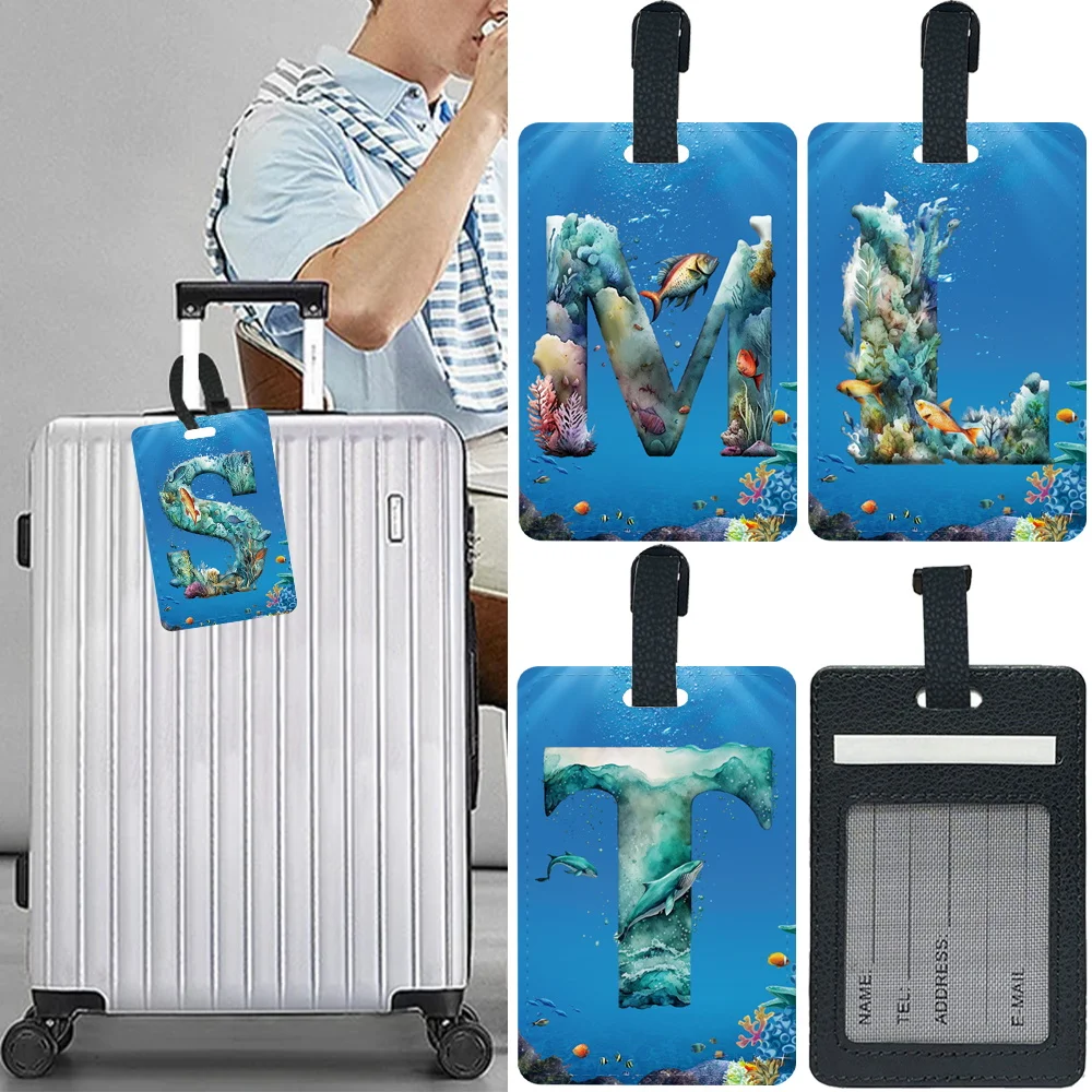 

Portable Personalized Luggage Boarding Pass Pu Travel Luggage Tag Fashion Travel Accessories ID Name Address Fish Letter Pattern