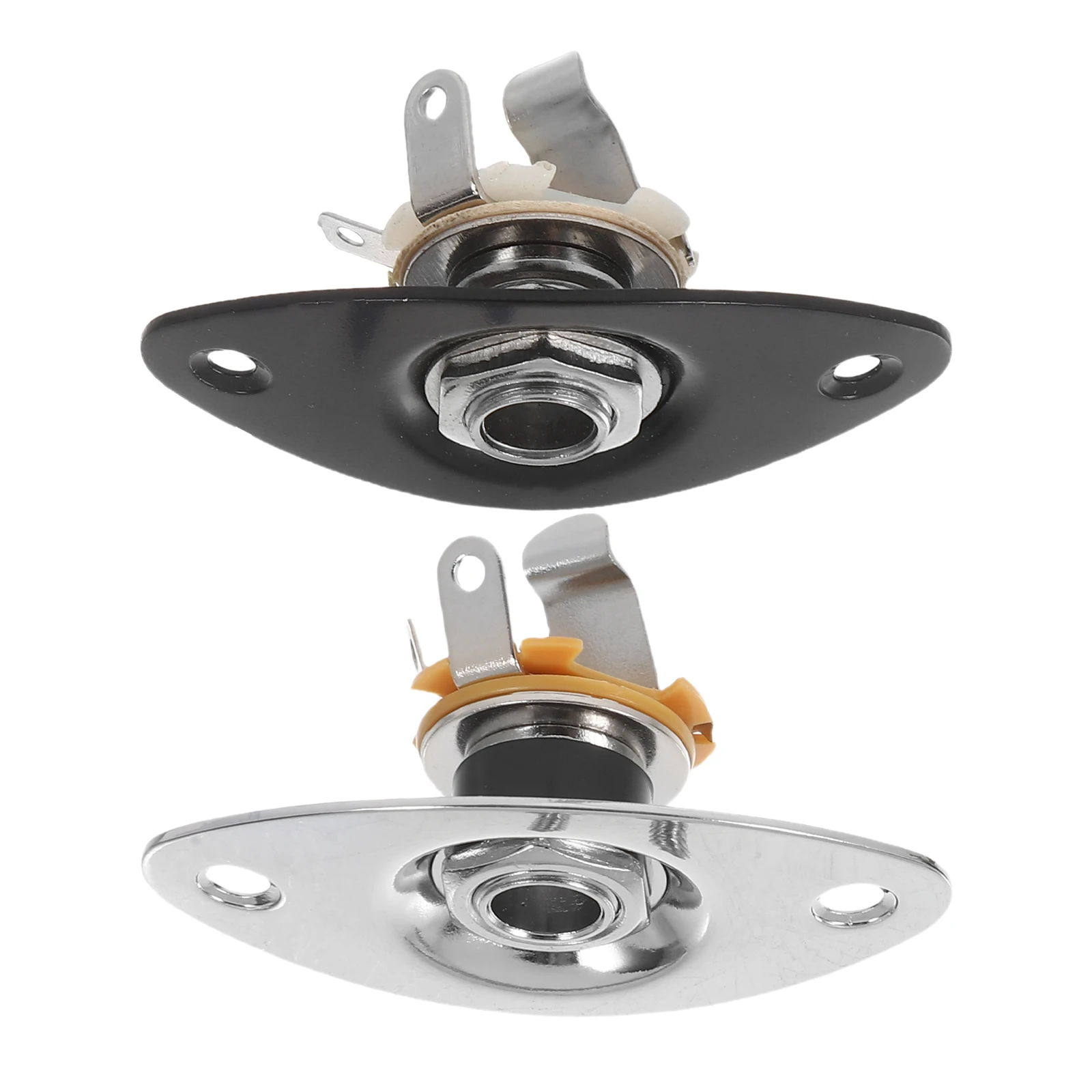 

2 Pcs Electric Guitar Accessories Input Plate Jack Socket Board Oval Metal Bass