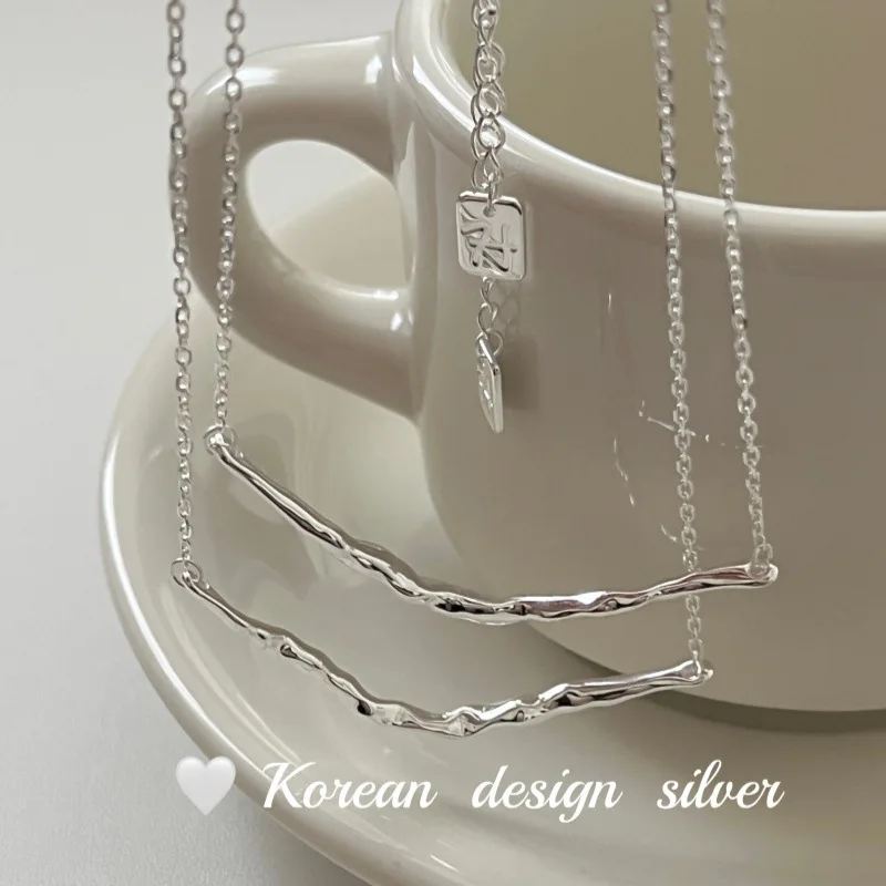 

CHOZON S925 твердое серебряное ожерелье с текстурой ветки, французская органическая оптовая продажа, изящные многослойные украшения для женщин